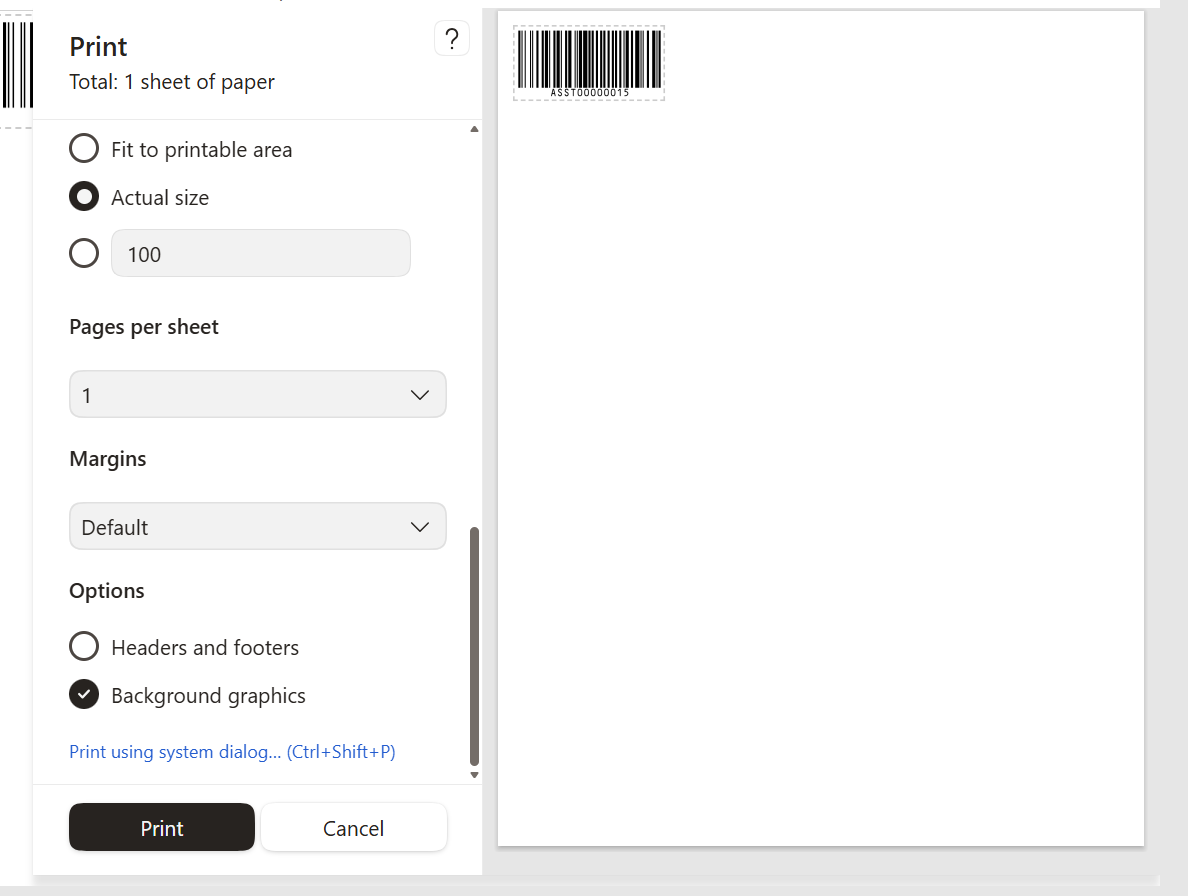 Print Barcode