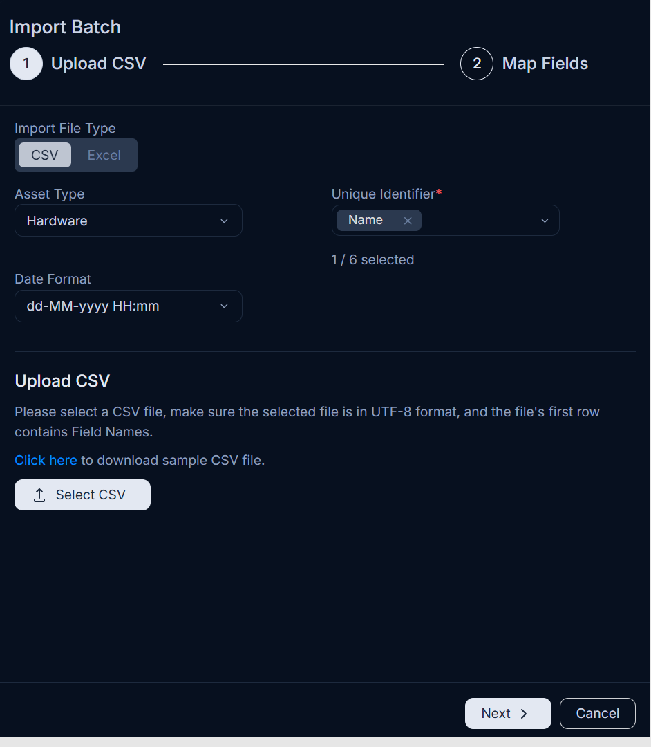 Select .CSV File