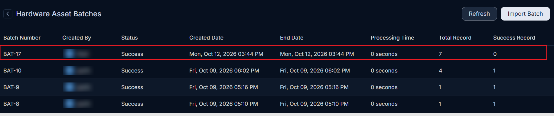 Import CSV Batches