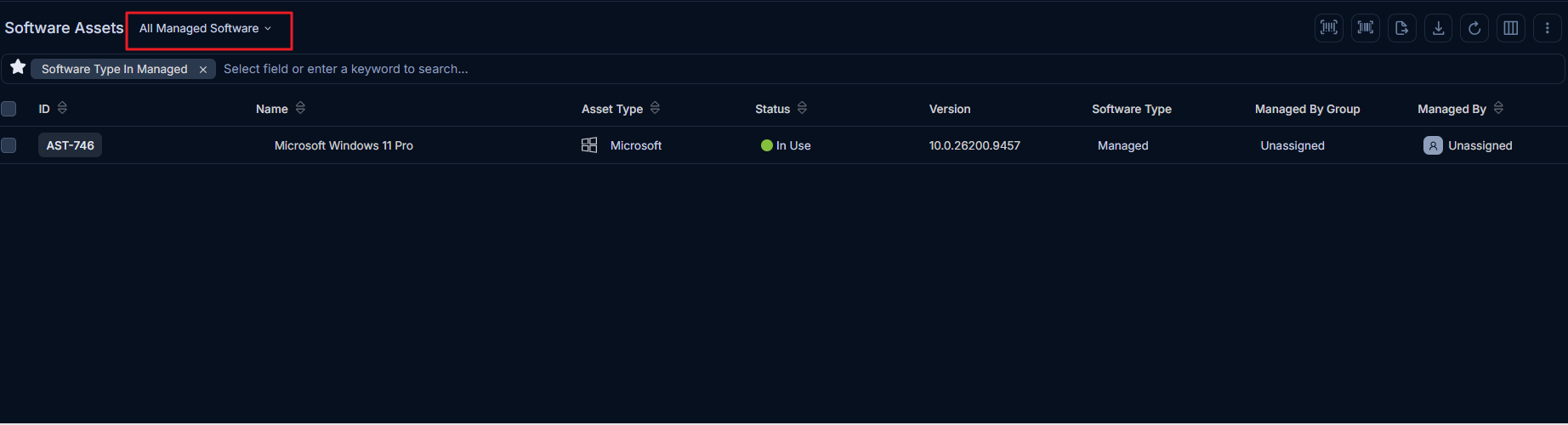 Viewing All Managed Software