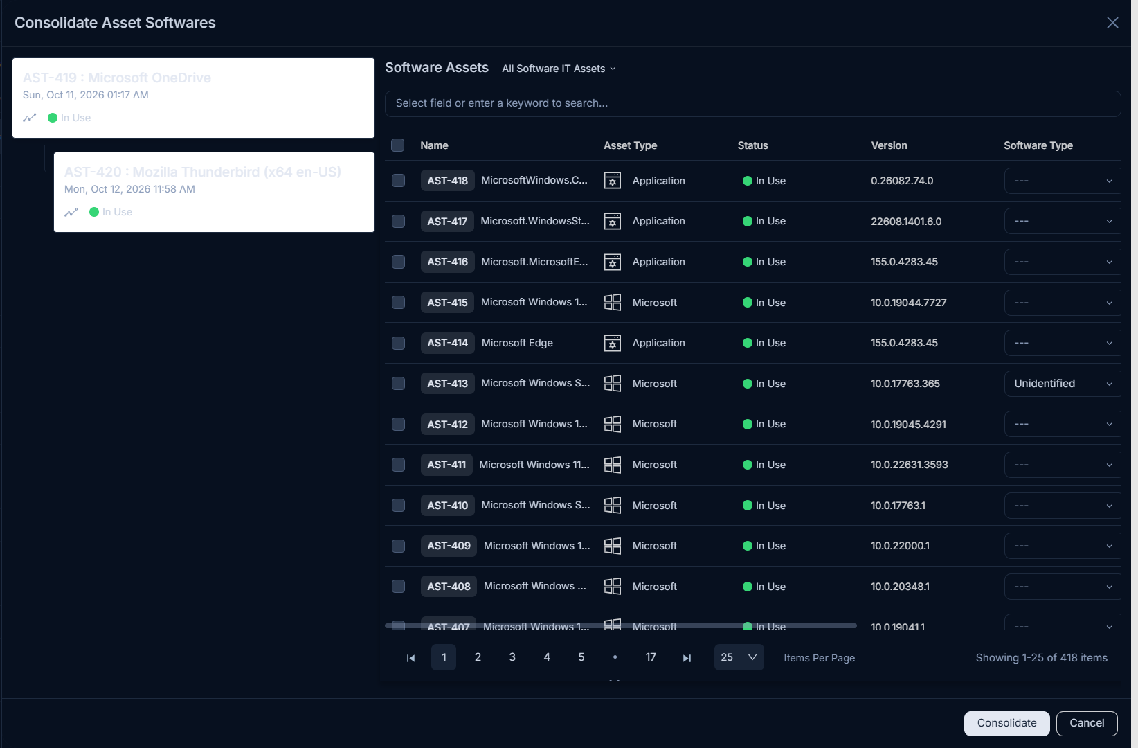 Consolidate Software Assets