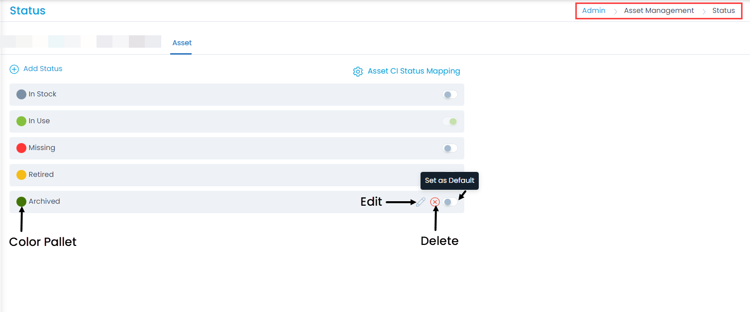 Manage Asset Status