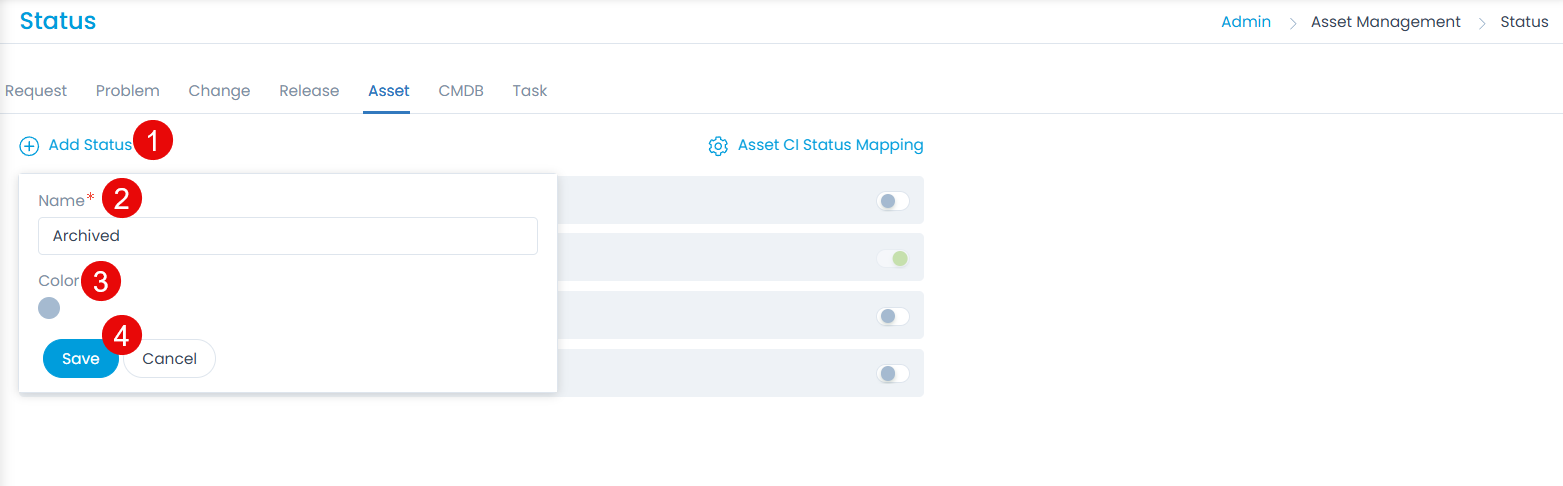 Adding Asset Status