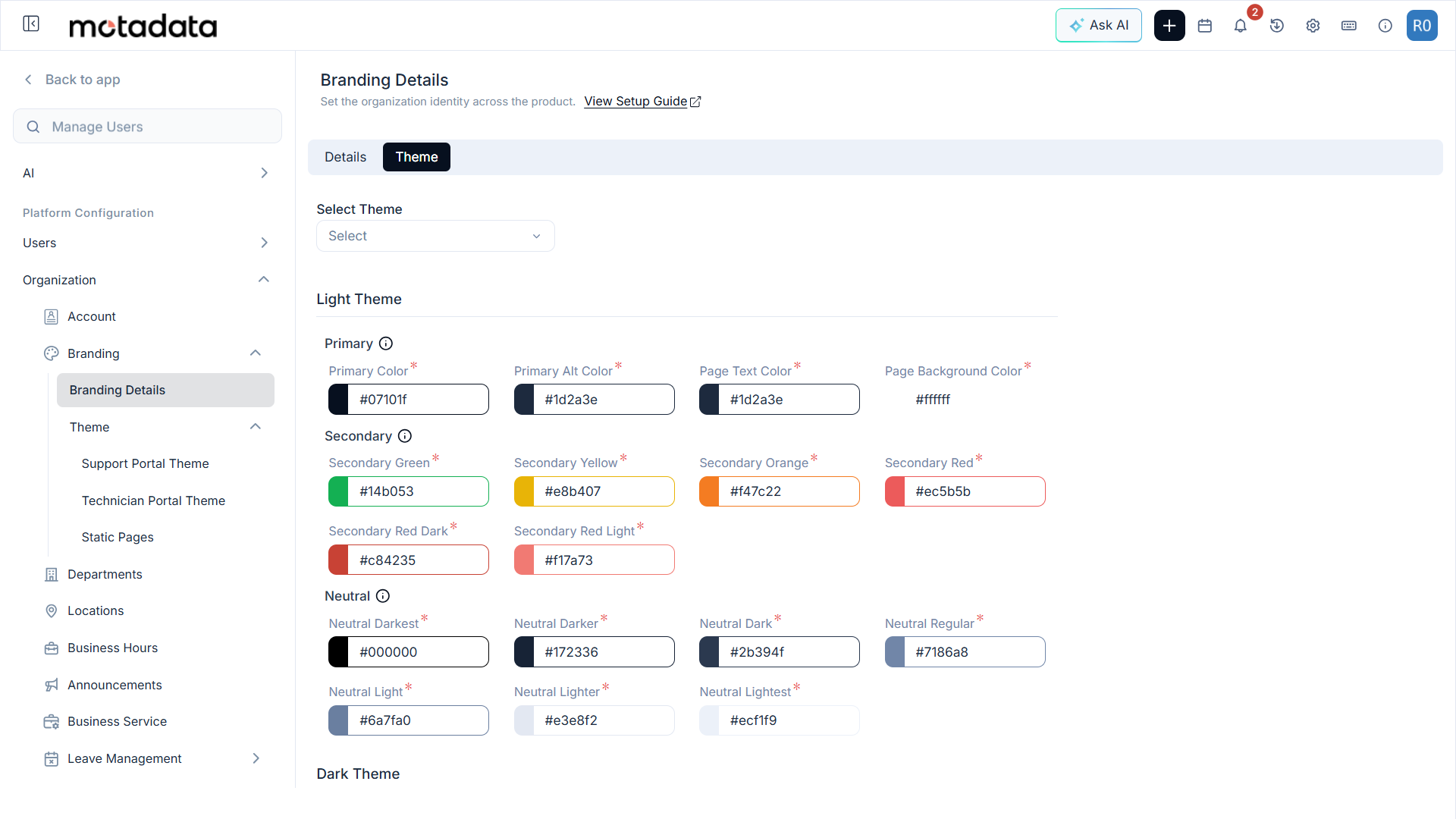 Support Portal tab