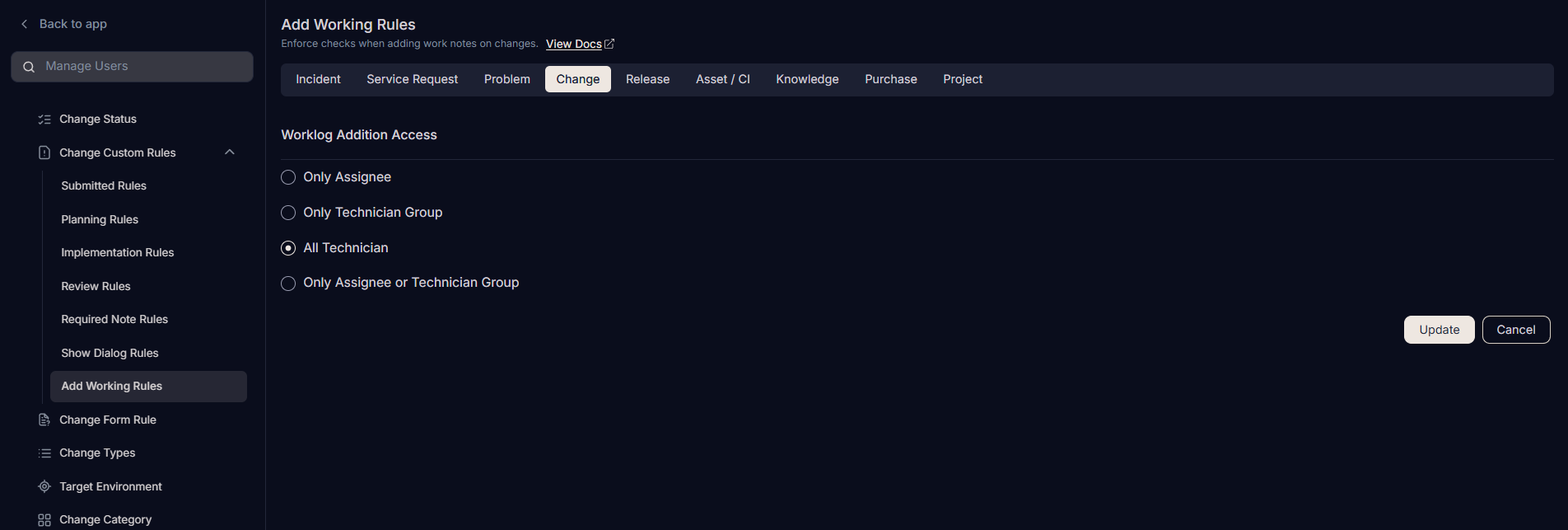 Add Worklog Rules
