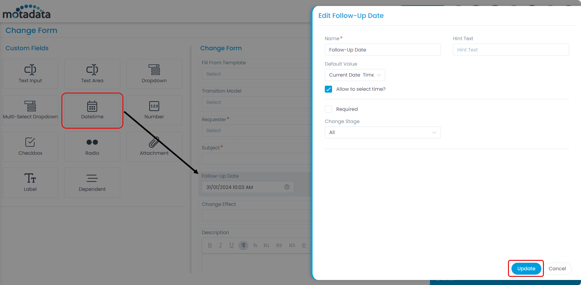 Adding Custom Field in the Change Form