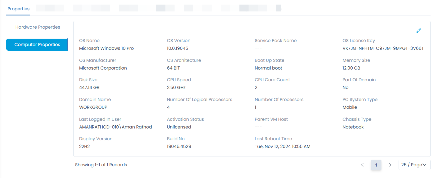 Hardware Properties