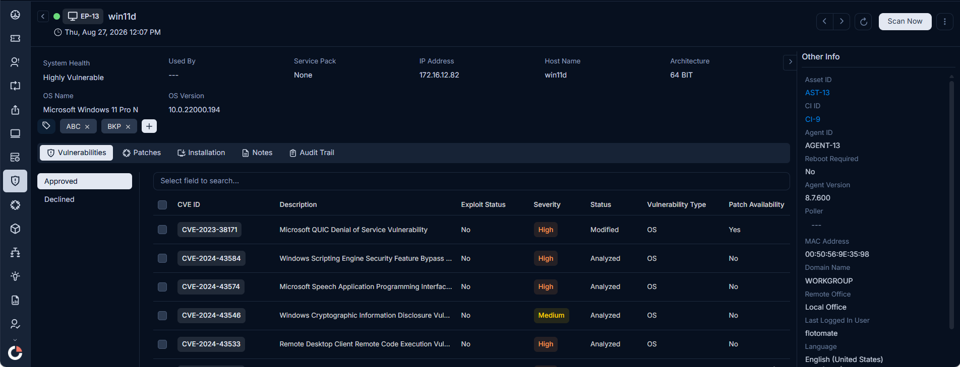 Endpoint Details Page showing the endpoint header, classifier fields, and tab navigation