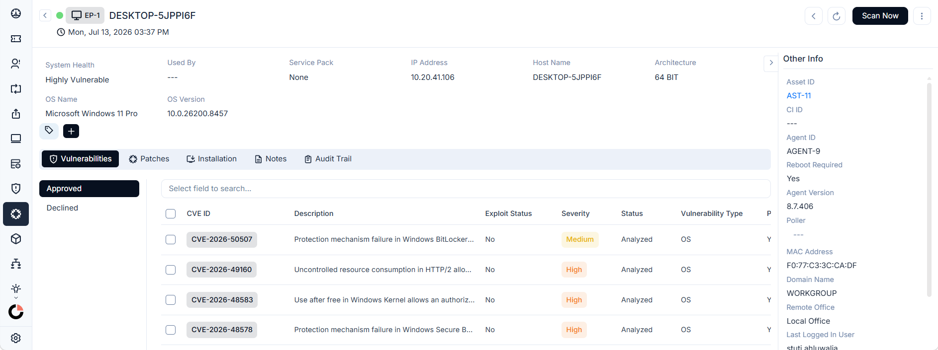 Endpoint Details Page showing the endpoint header, classifier fields, and tab navigation