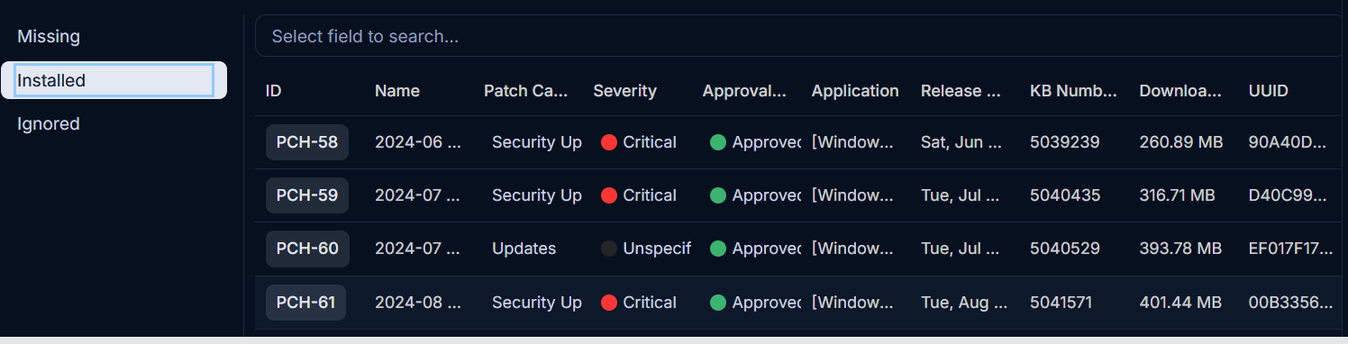 Endpoints in which Patch is Installed