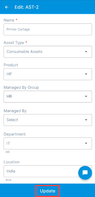 Edit Consumable Asset Details