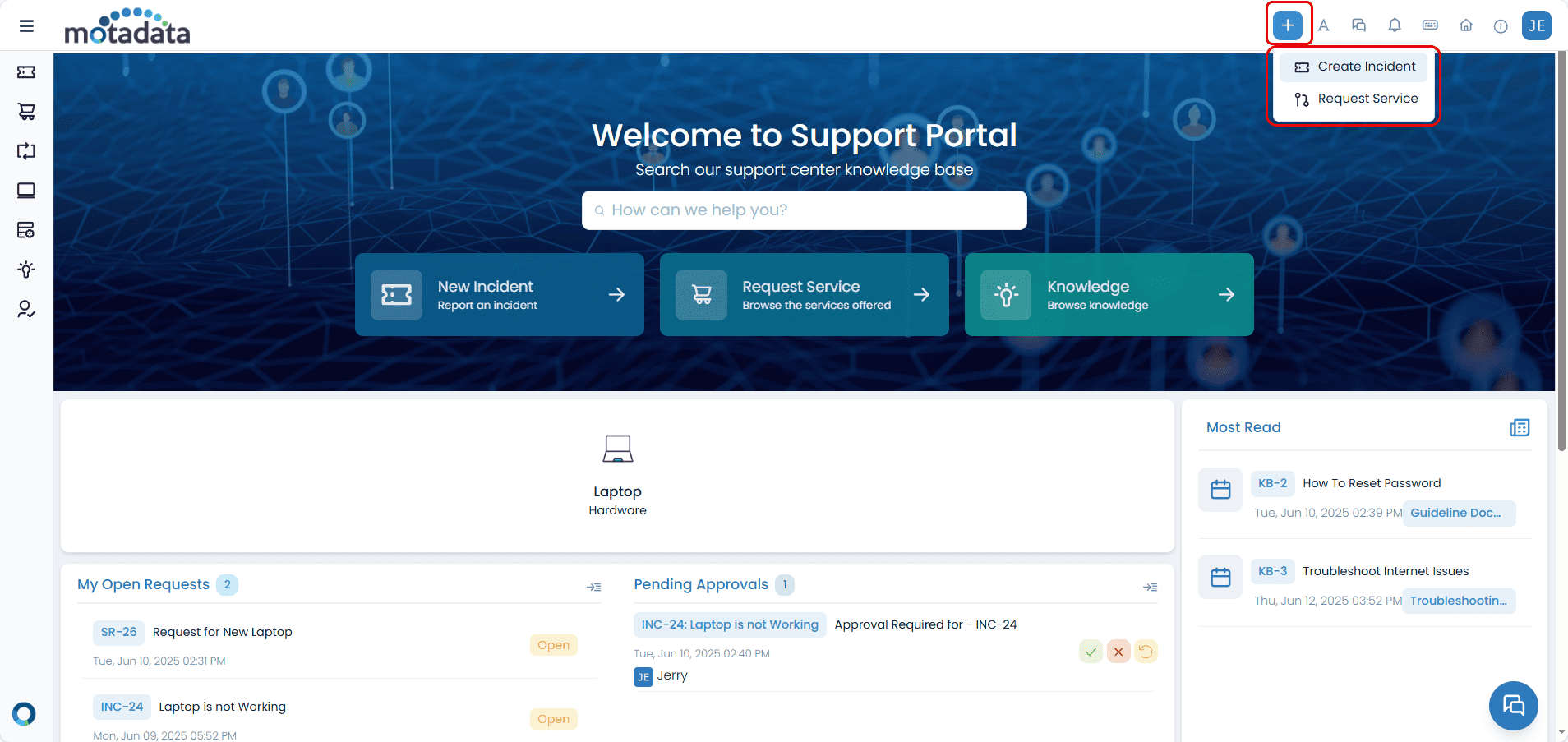 Create Incident After Login