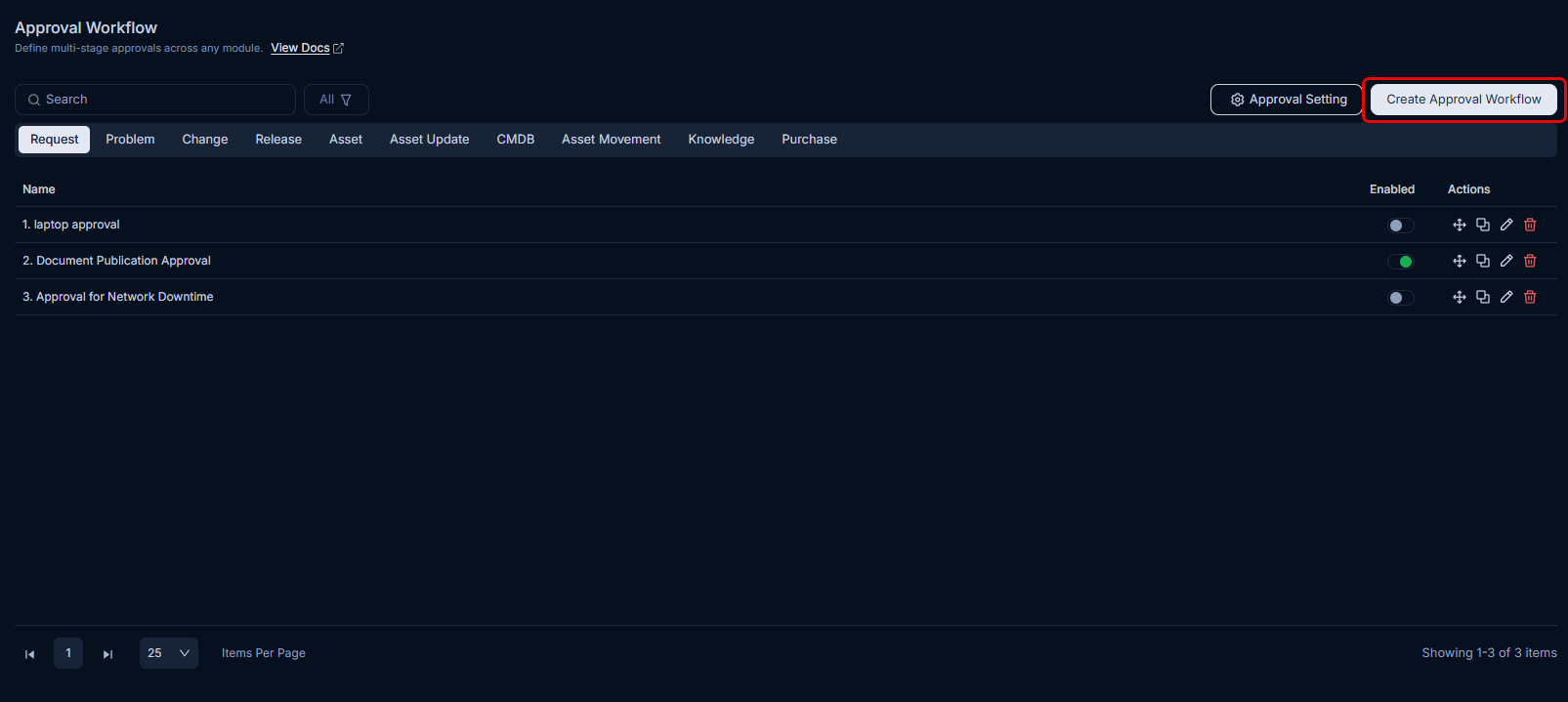 Create Approval Workflow button