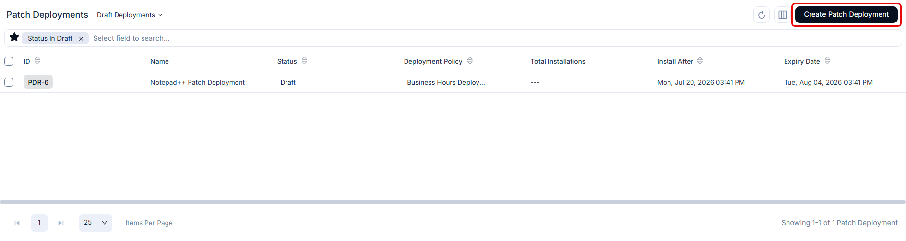 Create Patch Deployment button