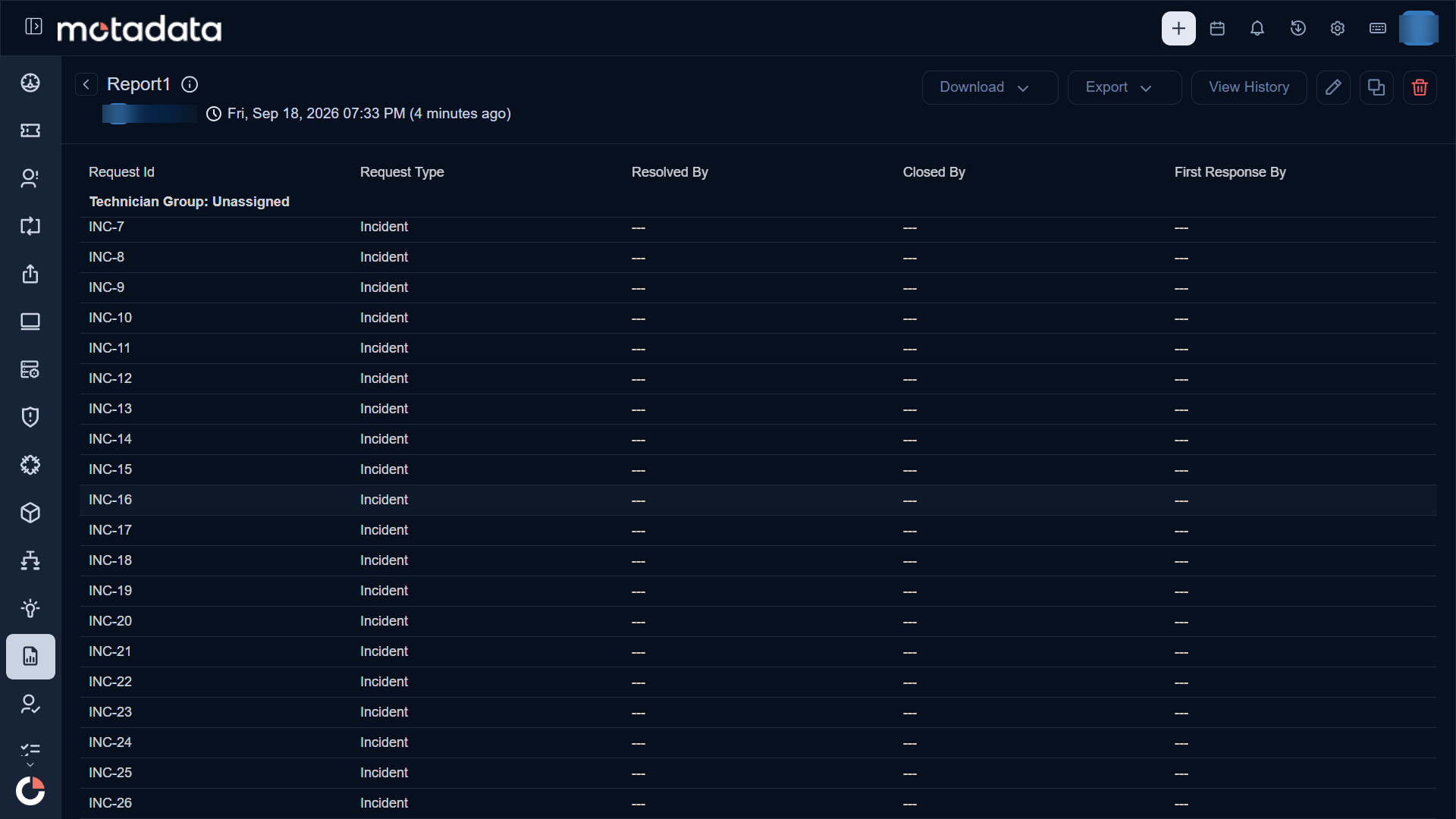 Tabular Report