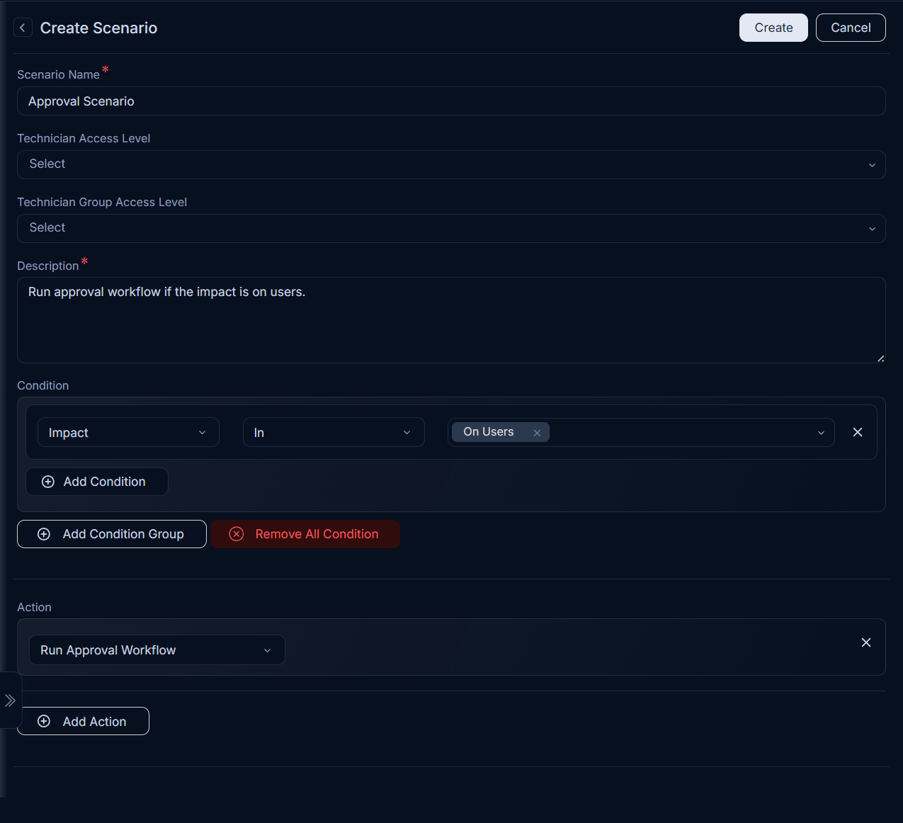 Create Scenario Page