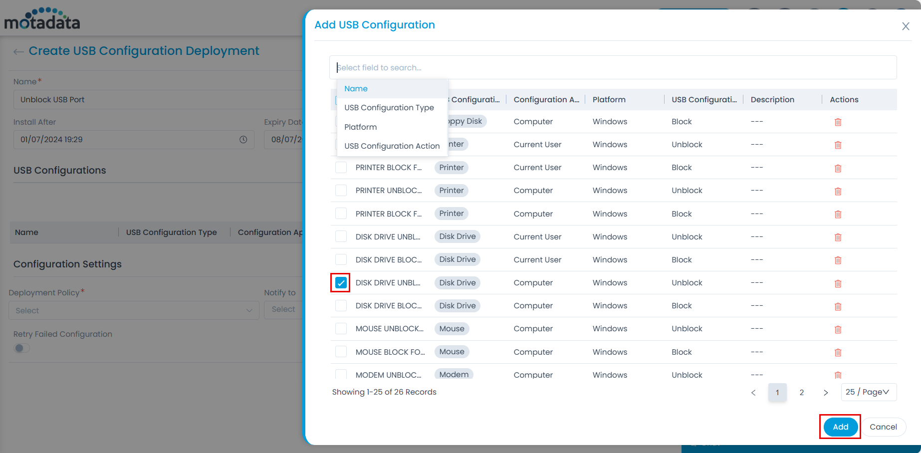 Add USB Configuration