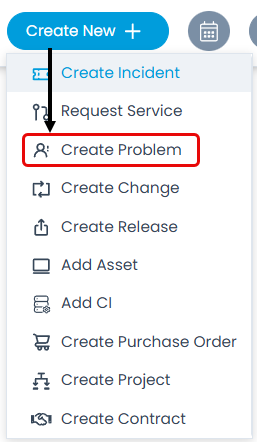 Create Problem option