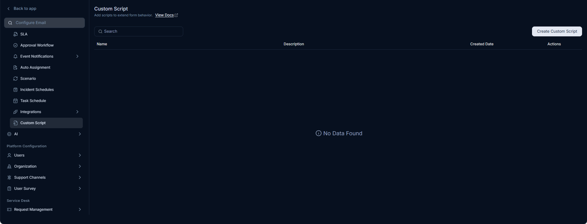 Custom Script Page