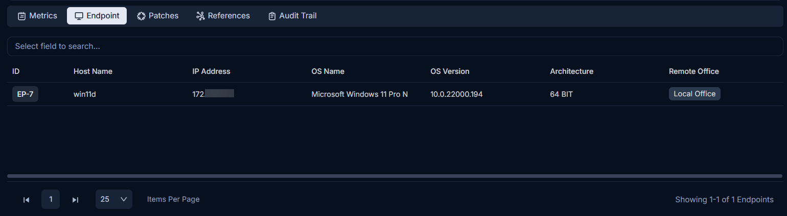 Endpoint tab