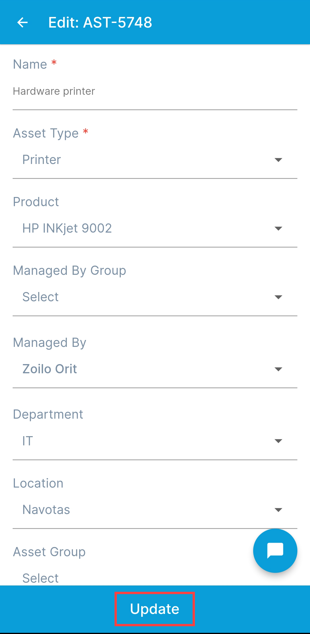 Edit Hardware Asset Details