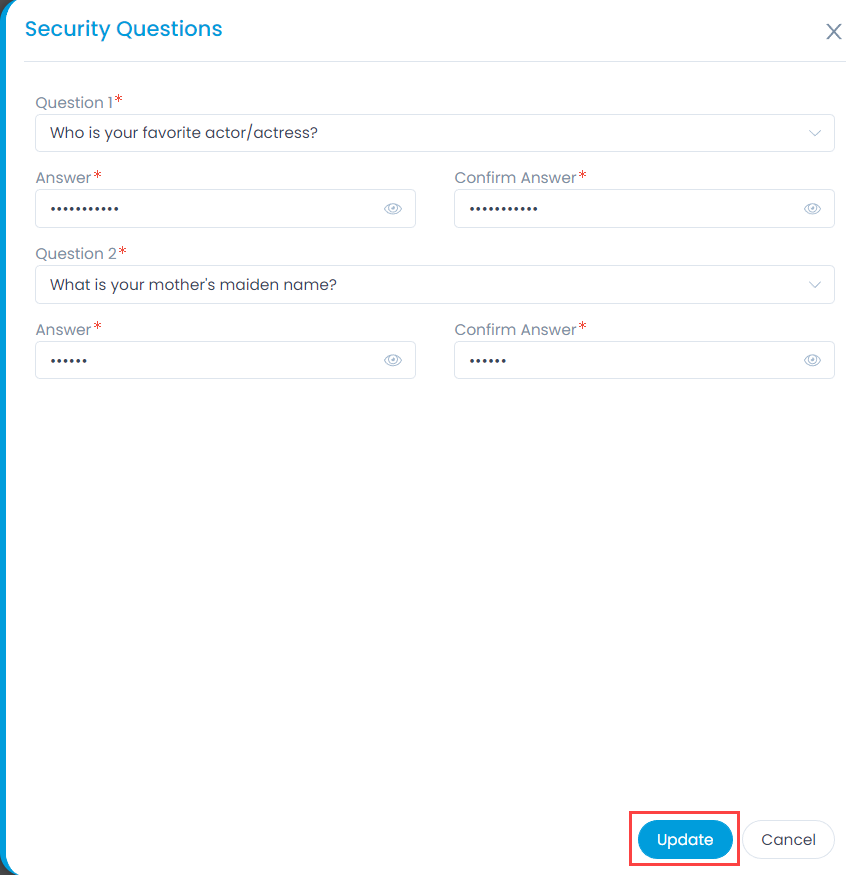 Configure the Security Questions