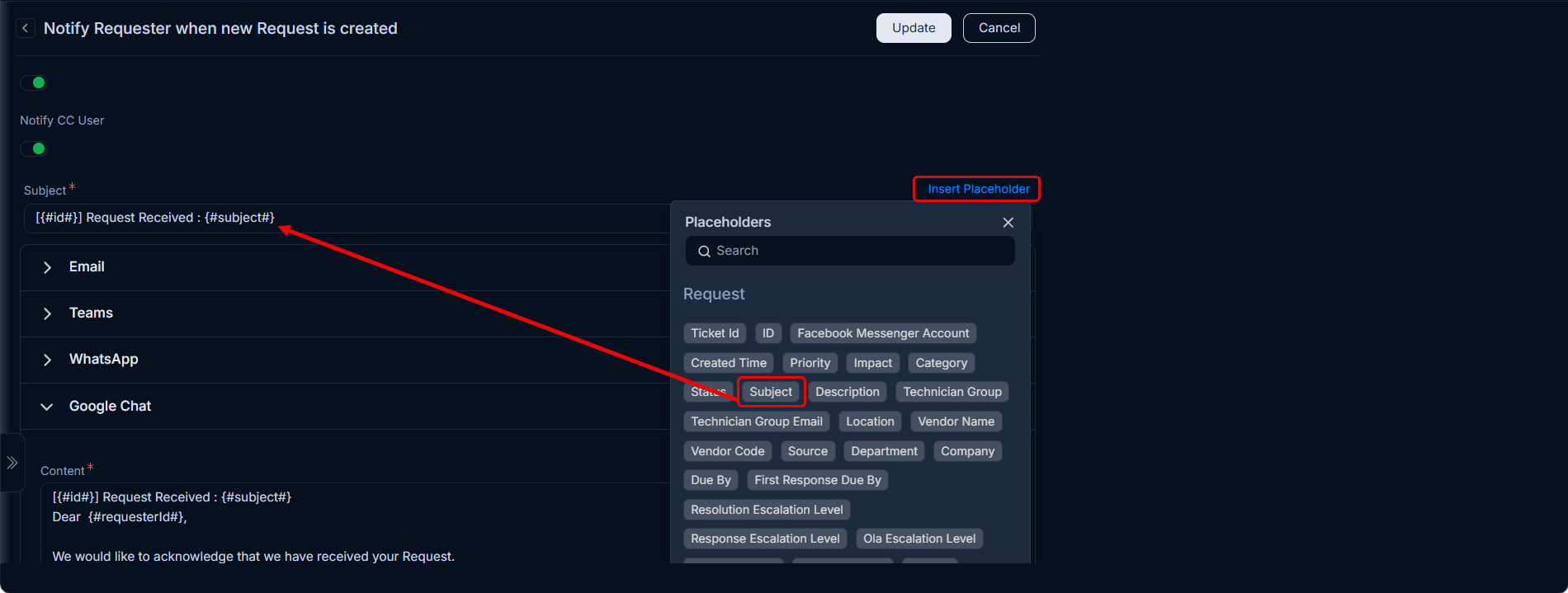 Adding Placeholders