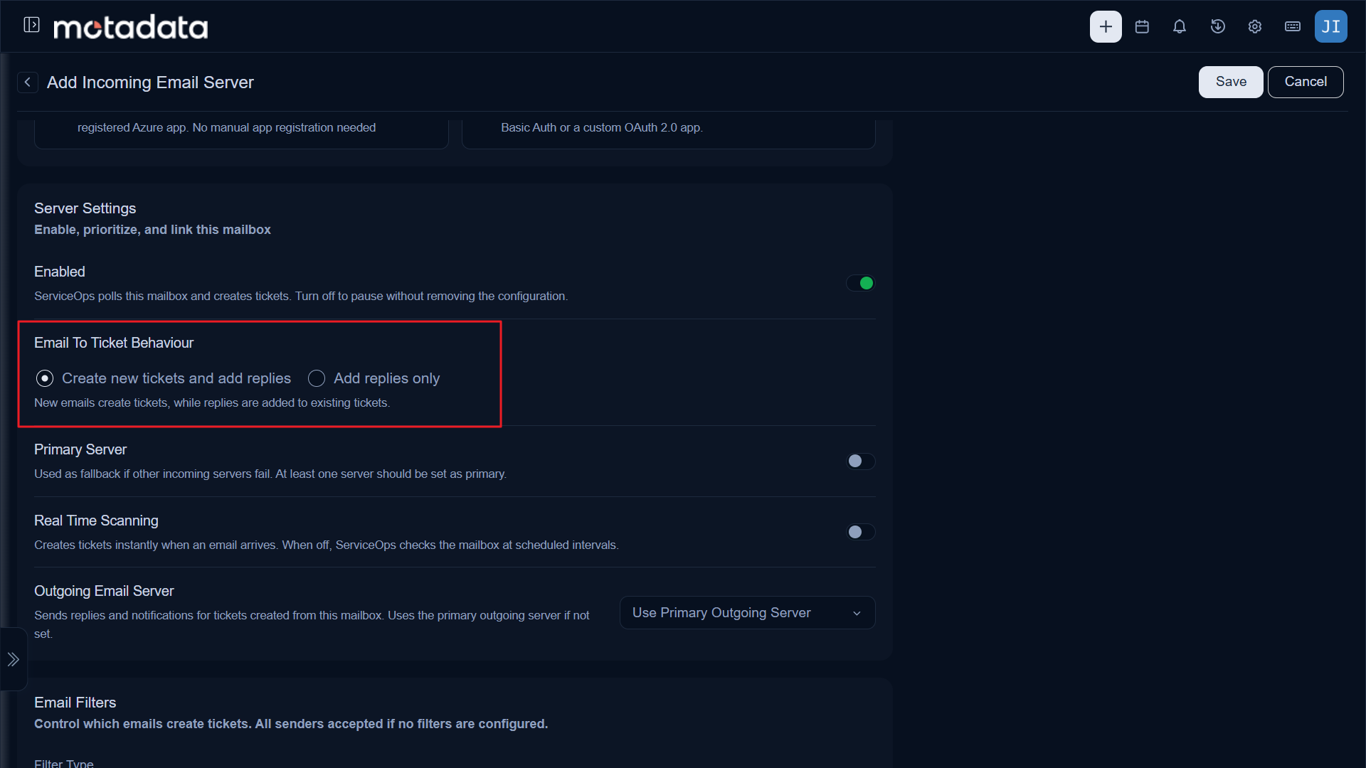 Email To Ticket Behaviour on the Incoming Email Server