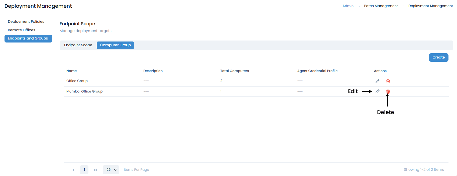 Computer Groups page