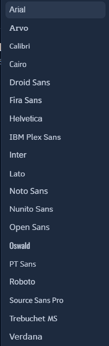 Font selection dropdown