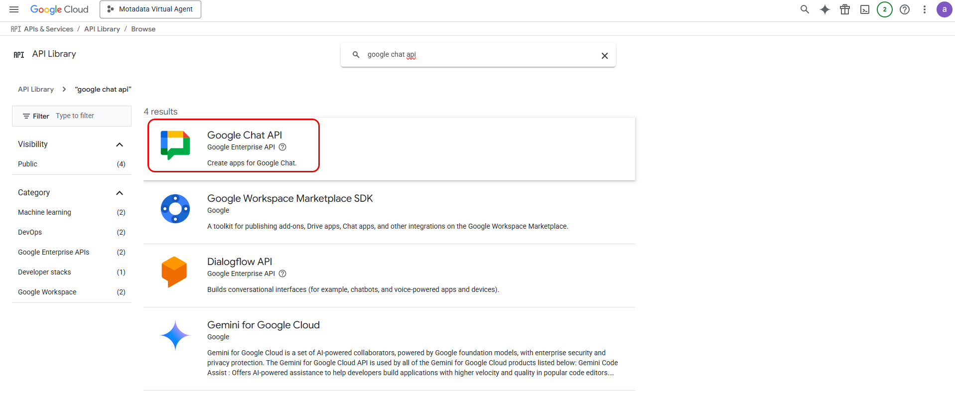 Enable Google Chat API