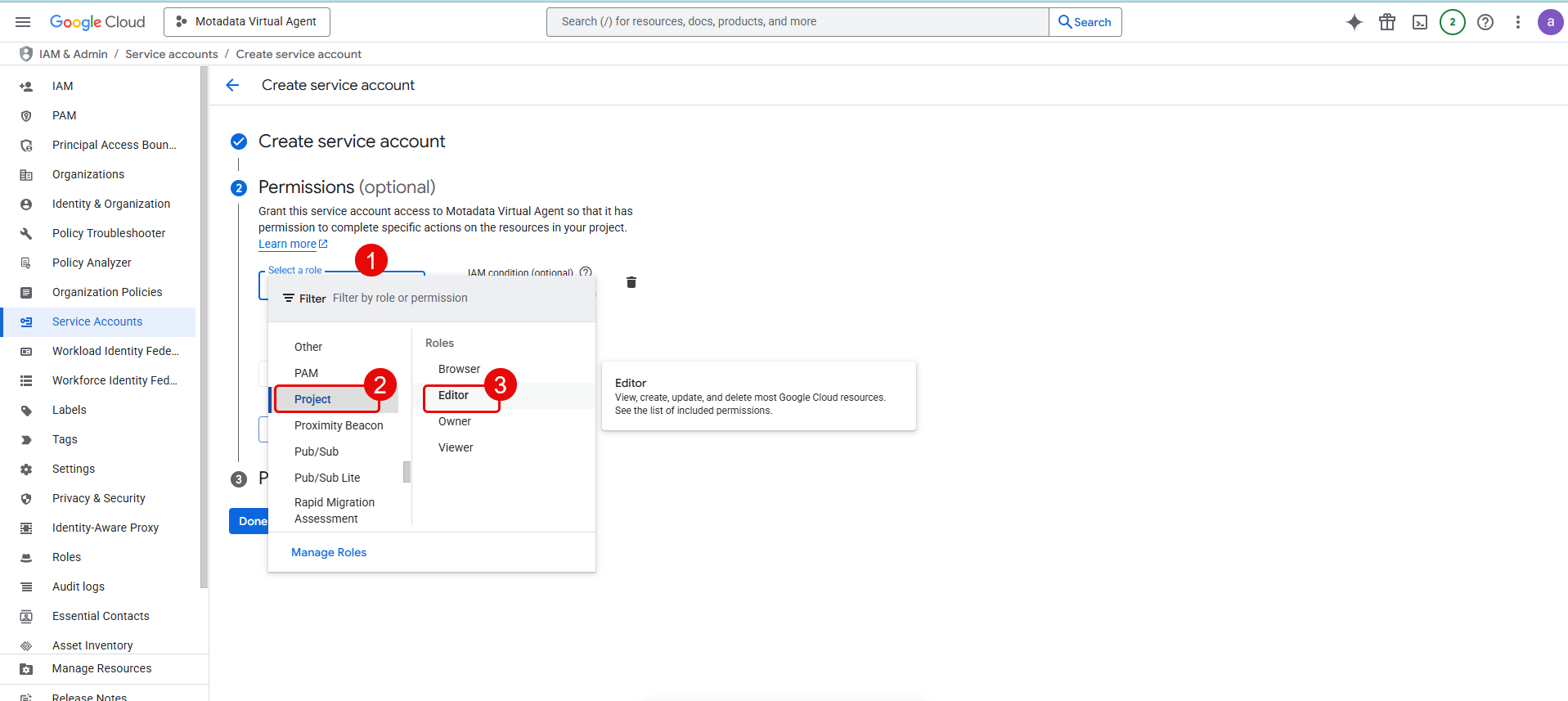 Grant role to Service Account