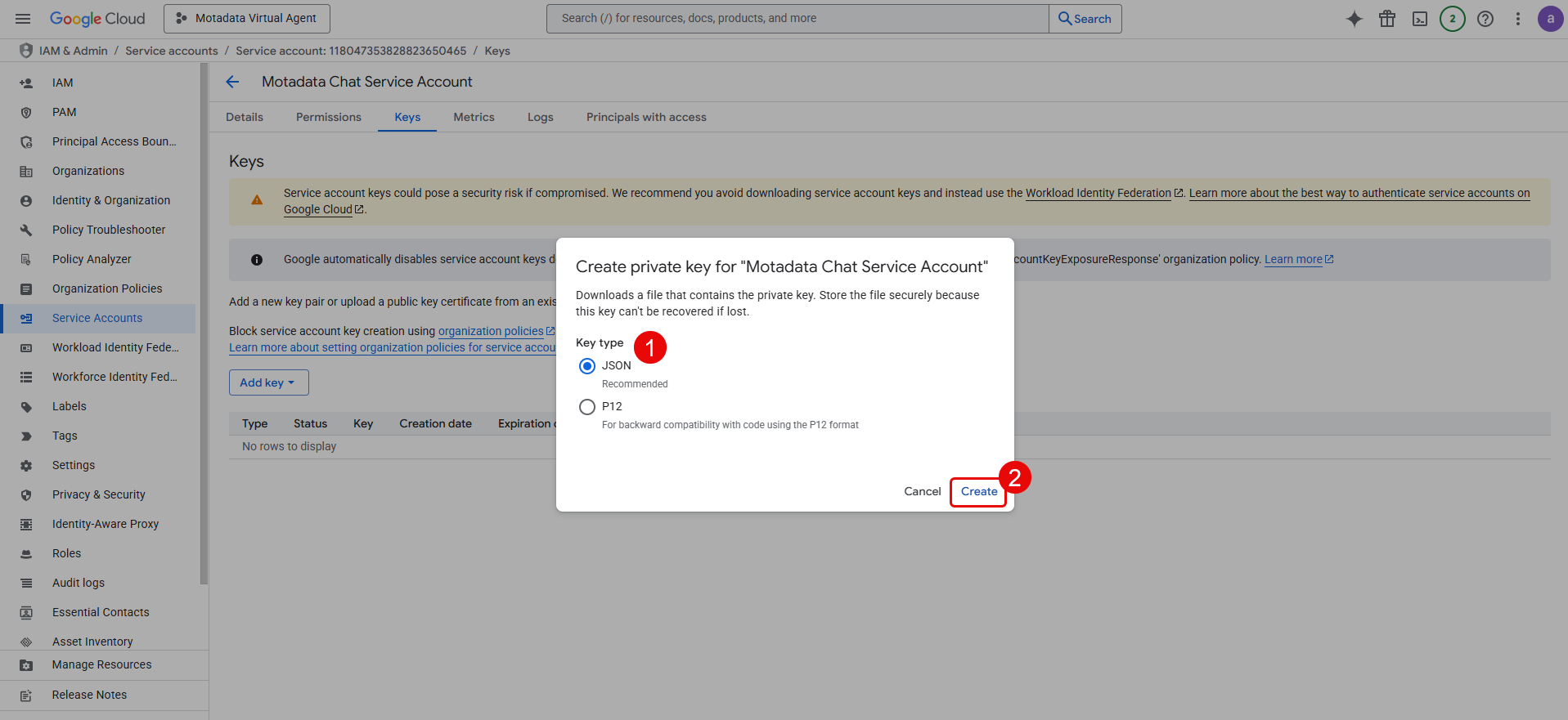 Select JSON key type