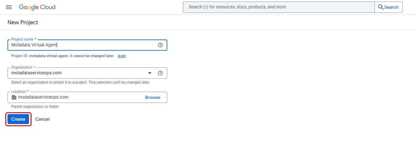 Create a new Google Cloud Project