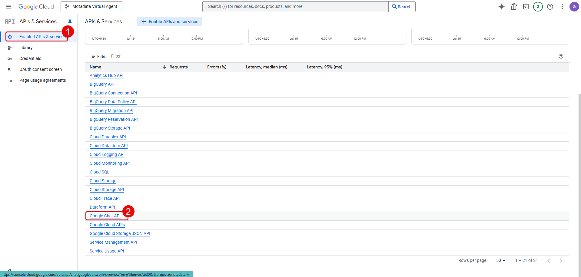 Google Chat API Configuration