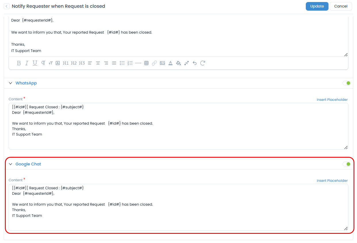 Enable Google Chat Notifications