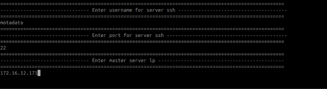 Terminal showing SSH username and port prompts during Application HA Observer configuration