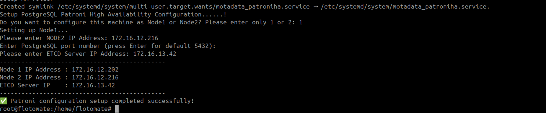 Patroni setup prompt asking for ETCD IP address