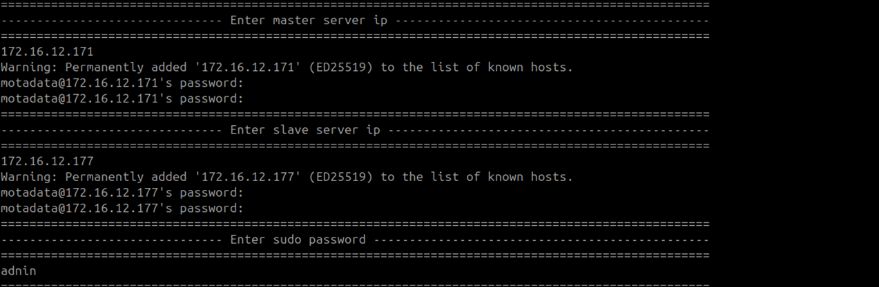 Terminal showing Observer script prompting for Master APP SSH password confirmation