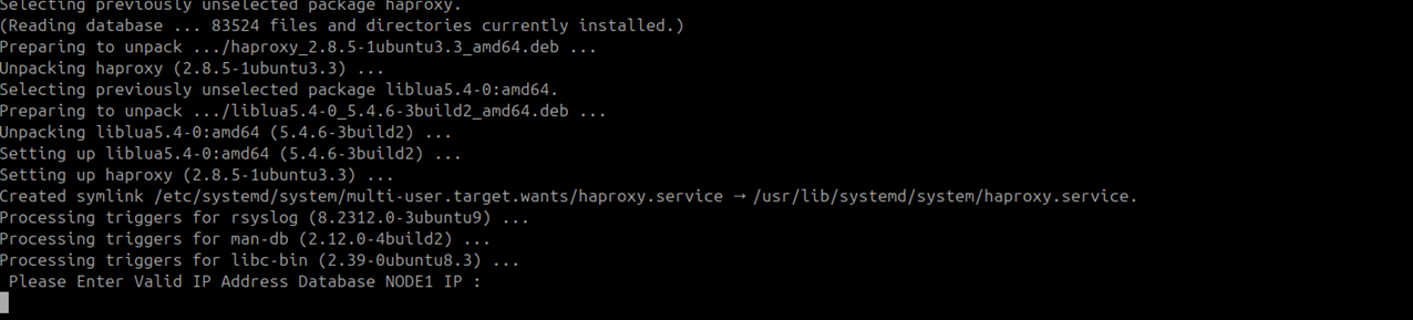 Terminal showing HAProxy confirmation message after typing yes