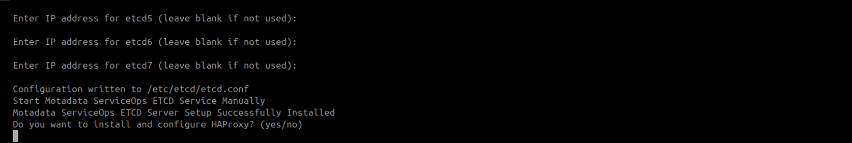 Terminal showing the HAProxy install prompt on the DC Master