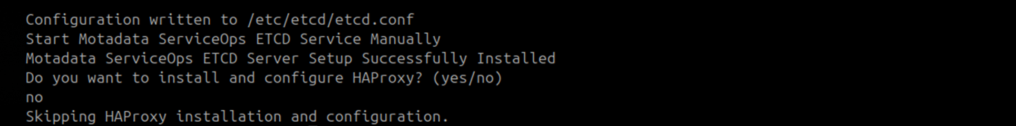 Terminal showing no entered at the HAProxy install prompt on the DC Master