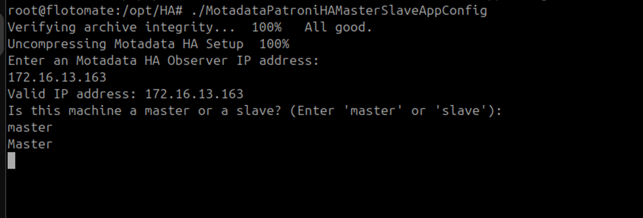 Terminal showing master entered at the machine role prompt on the DC Master