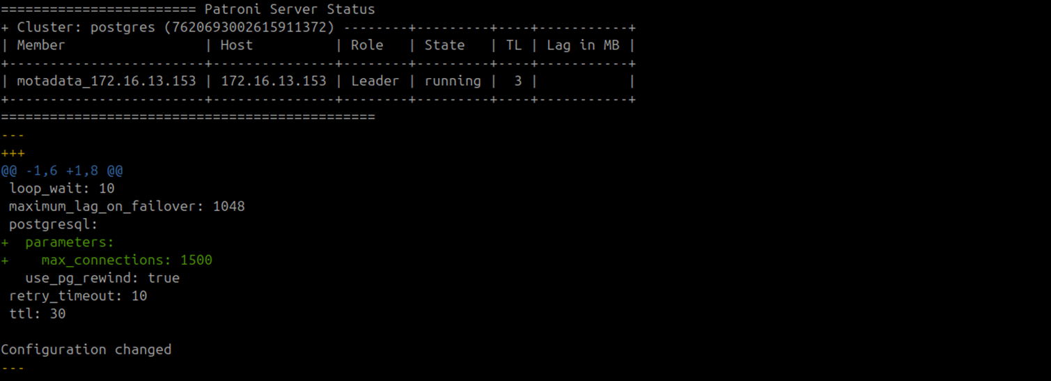 Terminal showing the reload and restart prompt on the DC Master