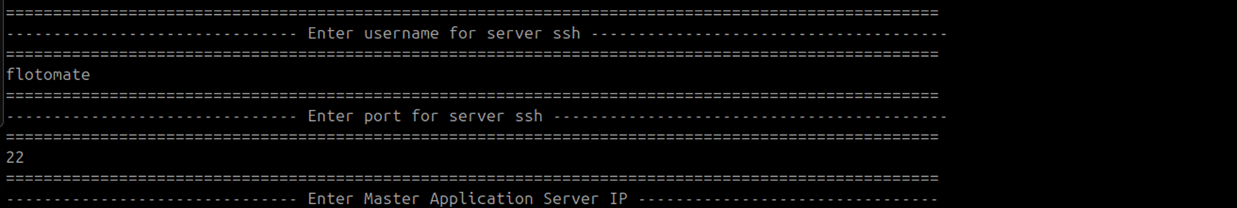 Terminal showing DC Master and DC Slave IP addresses and passwords entered during HA Observer setup