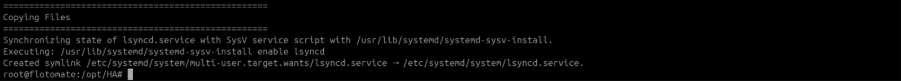 Terminal showing file sync configuration completed on the DR Master