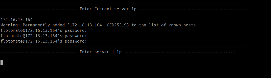 Terminal showing the DR Master password entered and SSH key pair generation in progress