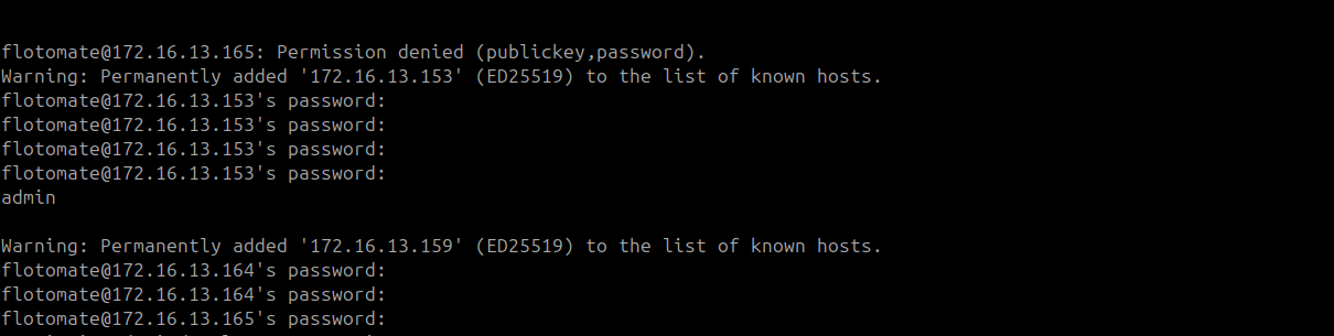 Terminal showing remote machine passwords entered during DCDR setup on the DR Master