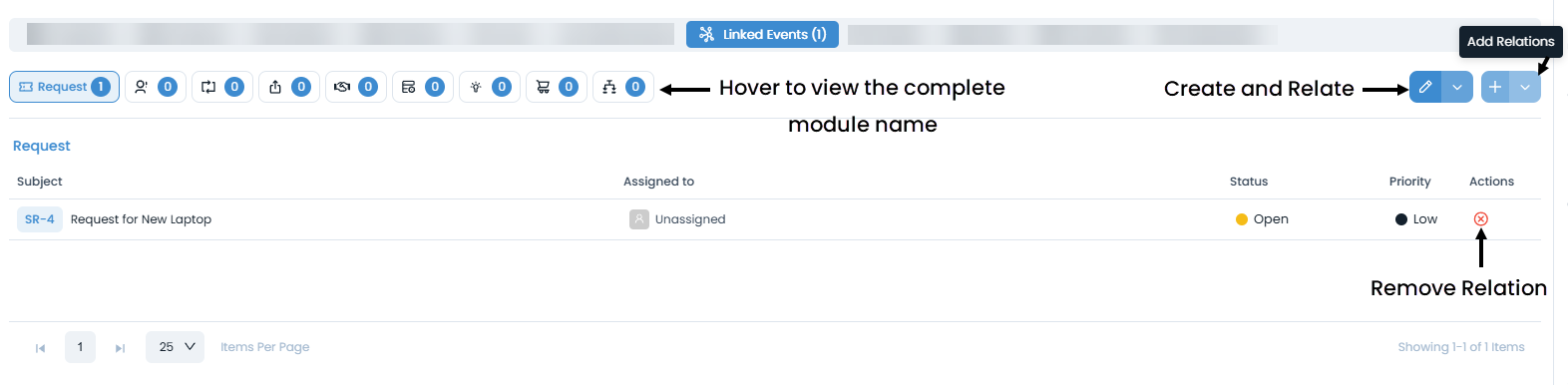 Linked Events Tab