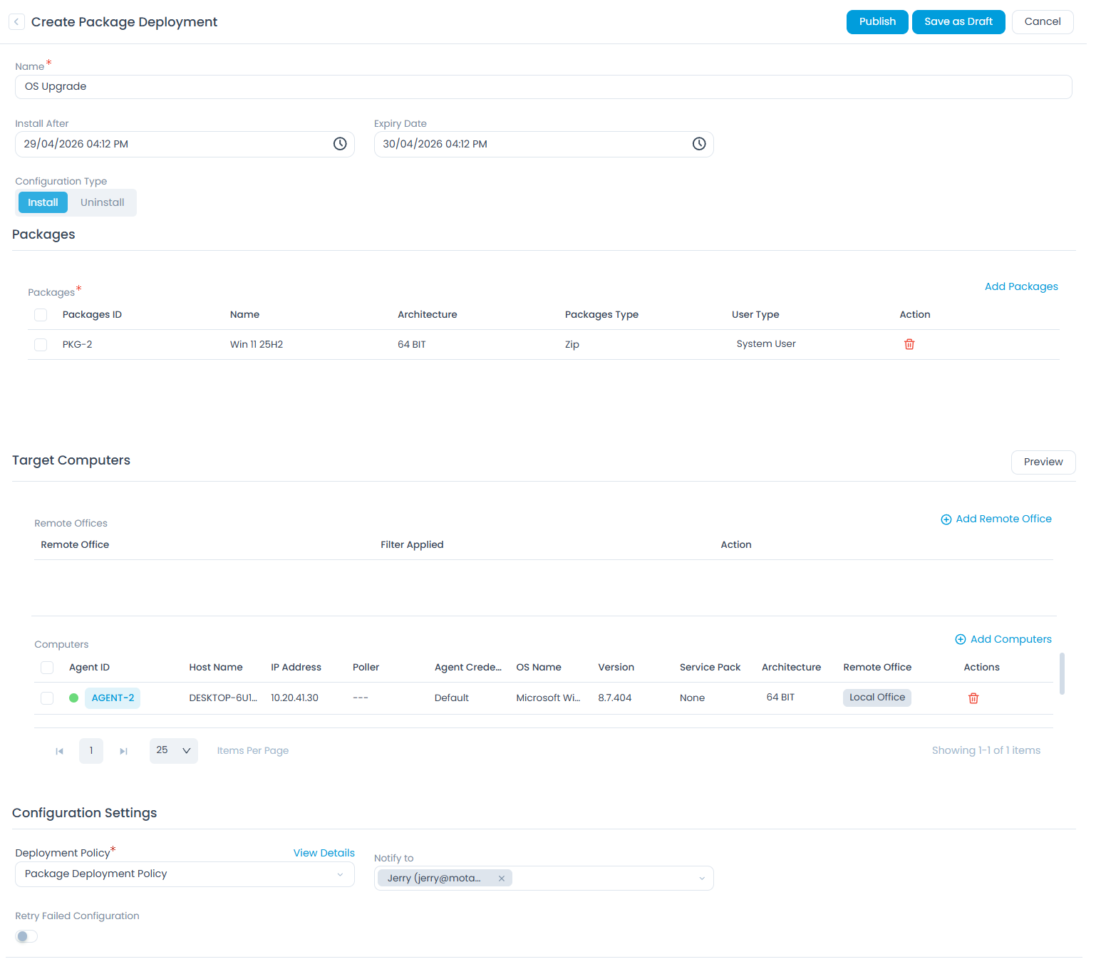 Create Package Deployment